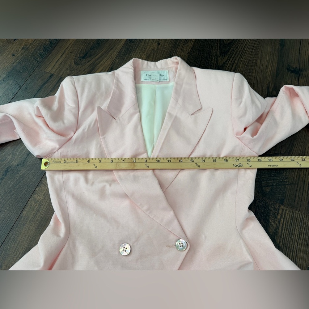 Vintage Christian Dior Peplum Blazer Light Pink Size 12 - Picture 10 of 13